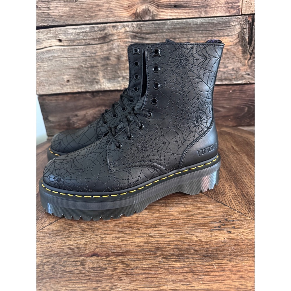 Dr. Martens x Wednesday Jadon Spiderweb Platform Boots Black Mens 12 womens 13